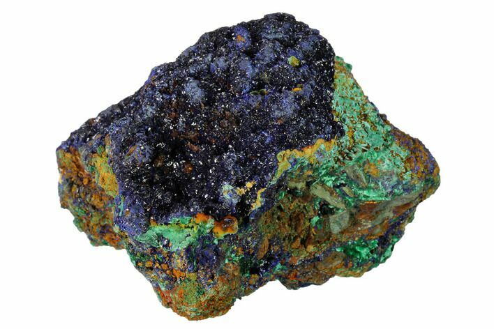 Sparkling Azurite Crystals with Malachite - Laos #163255